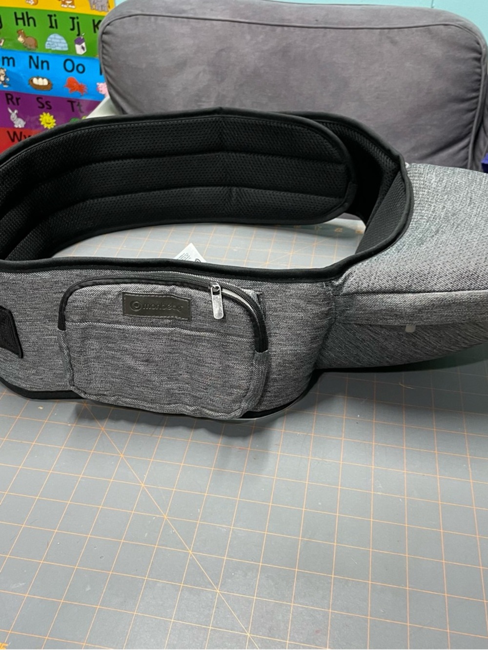 Monbebe Gray Hip Seat Belt Bag with Front Pocket used